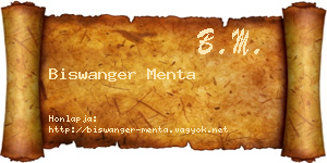 Biswanger Menta névjegykártya